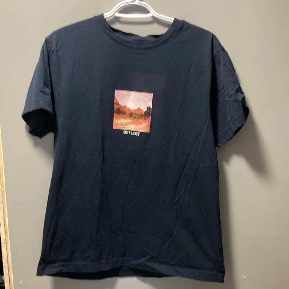 Original Use Navy tShirt with get Lost on it